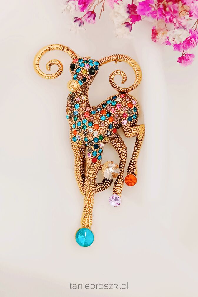 Koziołek z kolorowymi cyrkoniami