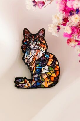Broszka kota w pięknej kolorystyce