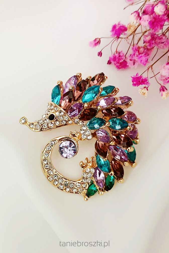 Super broszka jeżyk z cyrkoniami