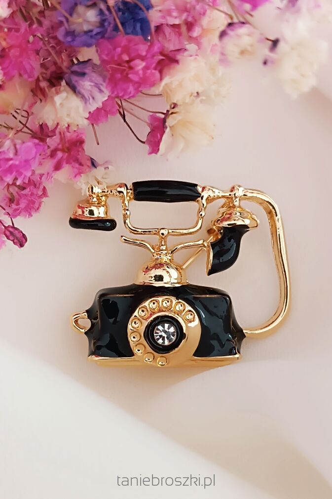 Czarno złoty retro telefon