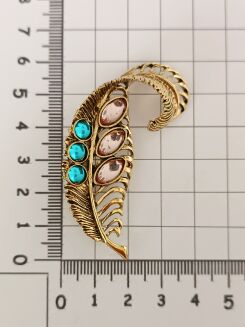 Piękne pióro liść z cyrkoniami - 2