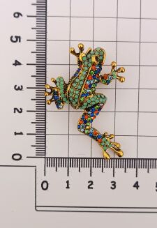 Broszka żabka, pięknie zdobiona cyrkoniami - 3