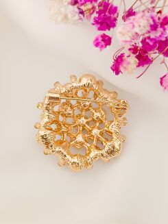 Okrągła broszka perły z cyrkoniami - 2