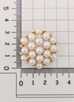 Okrągła broszka perły z cyrkoniami - 3