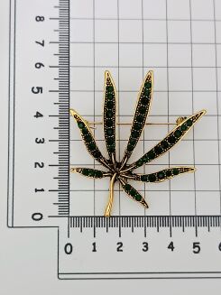 Duży liść z zielonymi cyrkoniami - 2