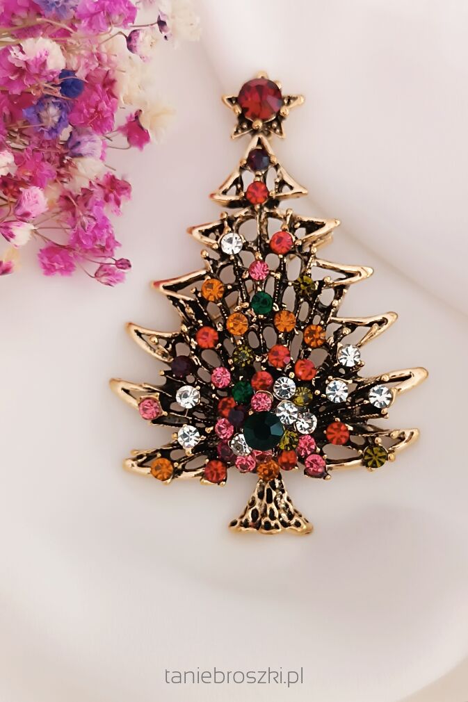 Choinka z kolorowymi cyrkoniami