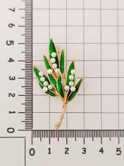 Broszka gałązka z perełkami - 2